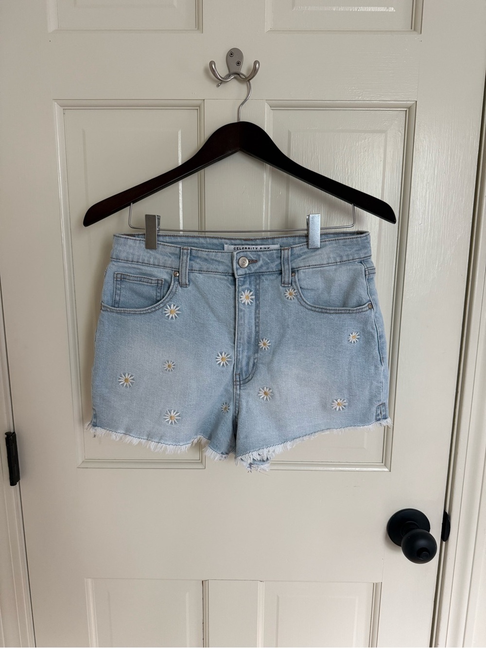 Daisy Embroidered Denim Shorts